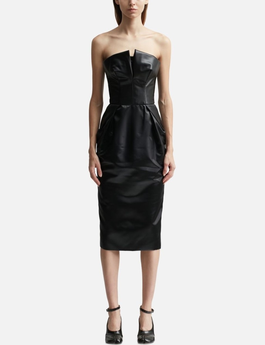 Women Maison Margiela Dresses | Cintzed Satin Dress Black