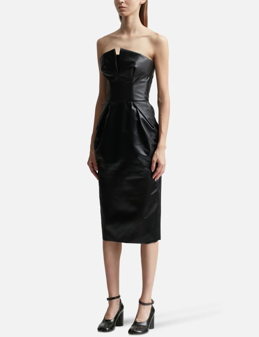 Women Maison Margiela Dresses | Cintzed Satin Dress Black