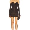 Women Alex Perry Dresses | Crystal Koda Ruched Cup Wrap Glove Mini Dress Brown