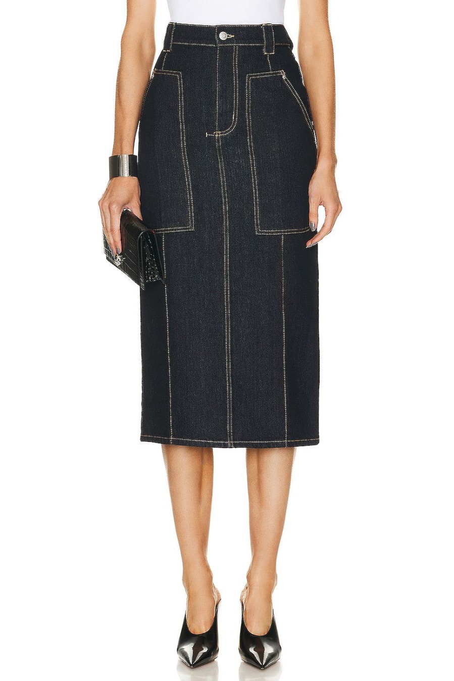 Women Alexander McQueen Skirts | Denim Skirt Cold Wash