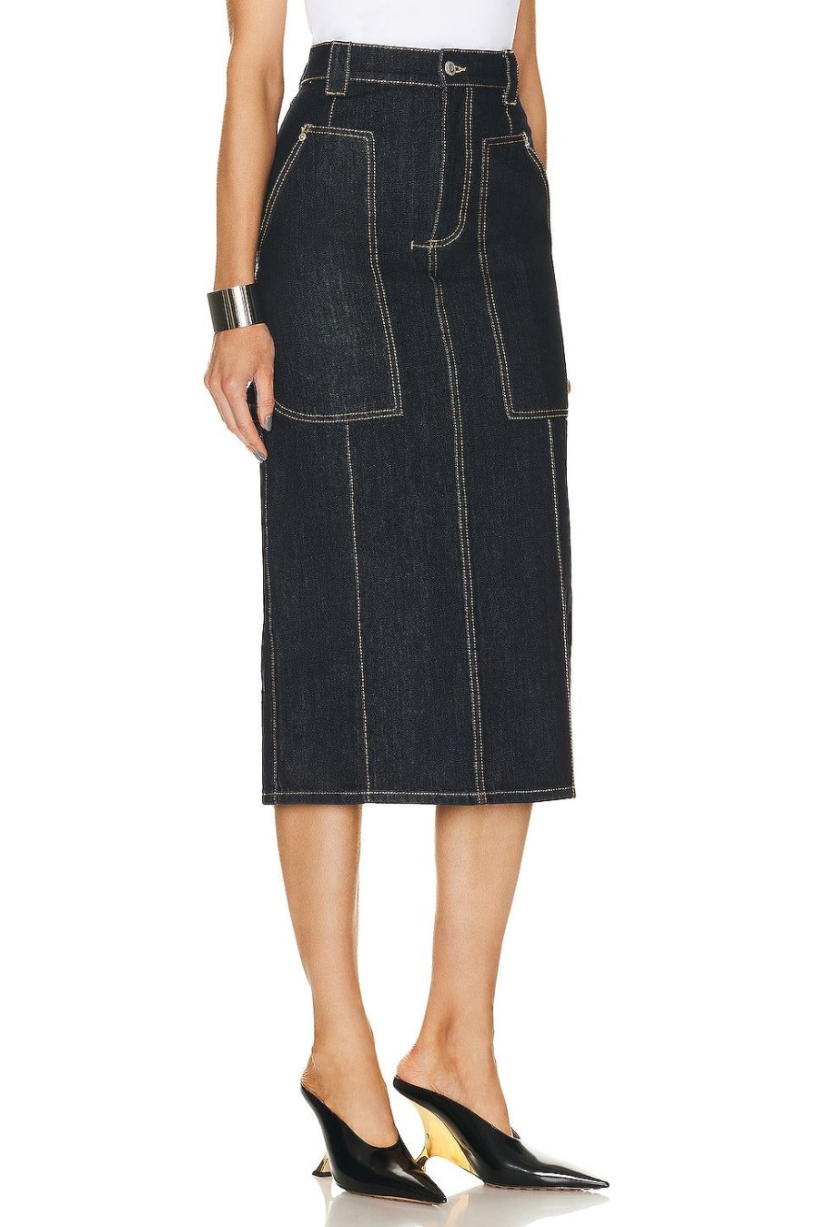 Women Alexander McQueen Skirts | Denim Skirt Cold Wash