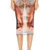 Women Jean Paul Gaultier Skirts | Printed Safe Sex Tattoo Low Waist Midi Skirt Nude Brown & Black