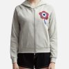 Women Kenzo Sweaters & Knits | Kenzo Target' Crest Zipped Hoodie Sweatshirt Grey