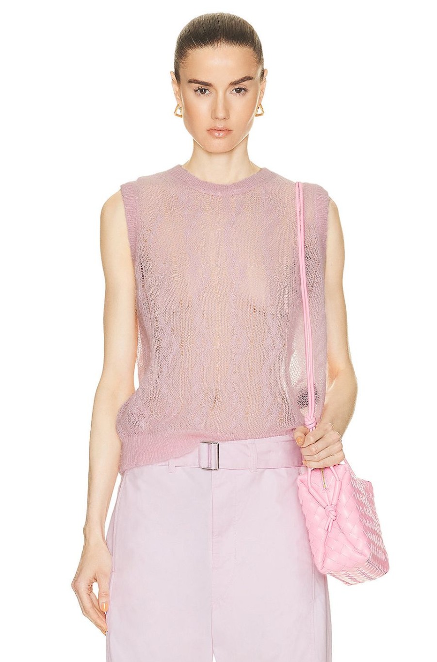 Women Amiri Sweaters & Knits | Open Cable Gilet Sweater Pink