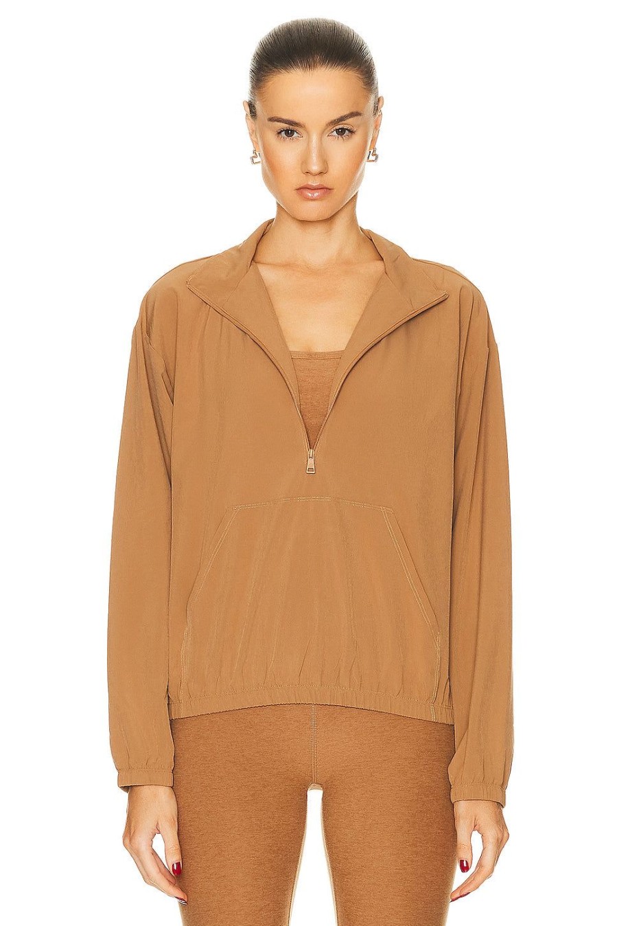 Women Beyond Yoga Activewear | In Stride Half Zip Pullover Toffee