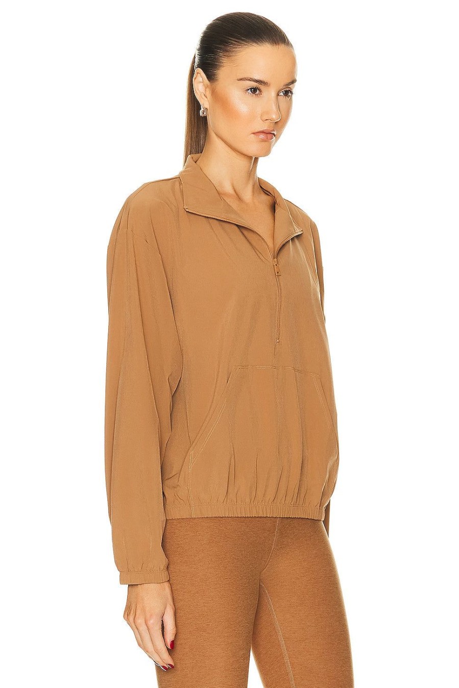 Women Beyond Yoga Activewear | In Stride Half Zip Pullover Toffee