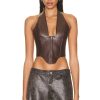 Women Miaou Tops | Mara Corset Brown Leather