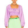 Women Matteau Tops | Shirred Decollete Blouse Violet