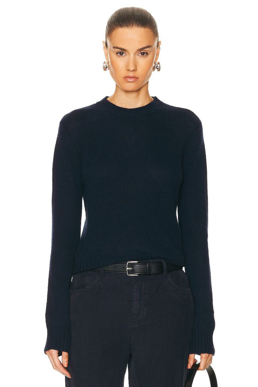 Women Enza Costa Sweaters & Knits | Pure Cashmere Crew Sweater Navy