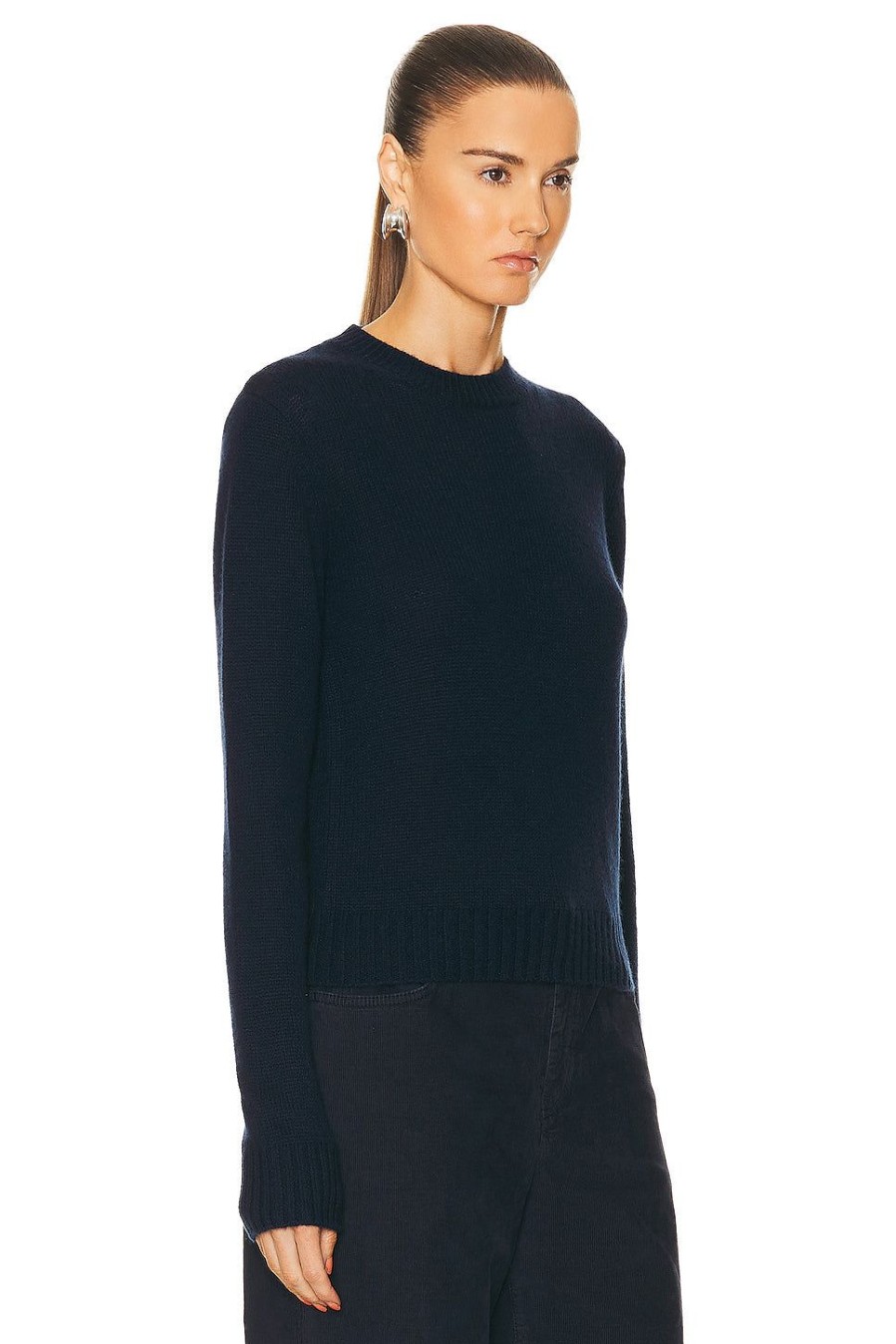 Women Enza Costa Sweaters & Knits | Pure Cashmere Crew Sweater Navy