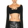 Women Zeynep Arcay Tops | Cutout Knit Crop Top Black