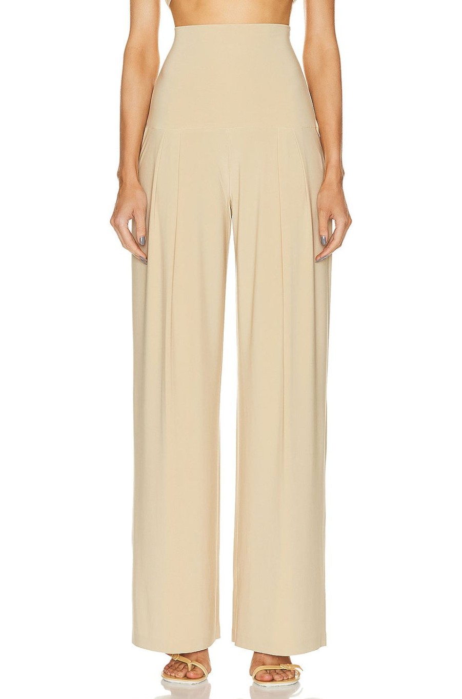 Women Norma Kamali Pants | High Waist Pleat Pant Sand