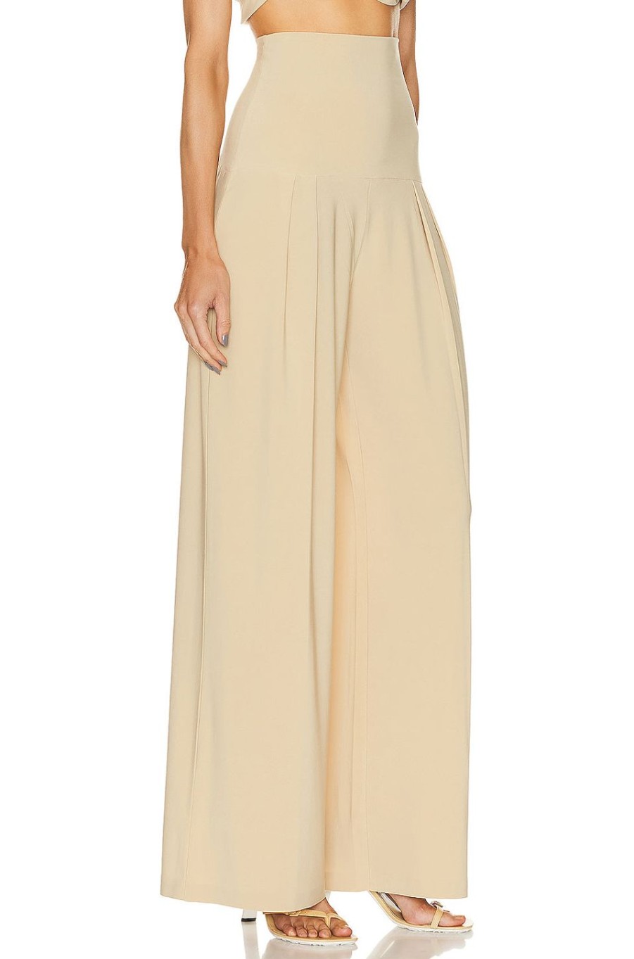 Women Norma Kamali Pants | High Waist Pleat Pant Sand