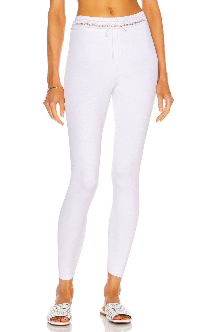 Women ALAÏA Pants | Edition 1993 The Lace Knit Leggings Blanc