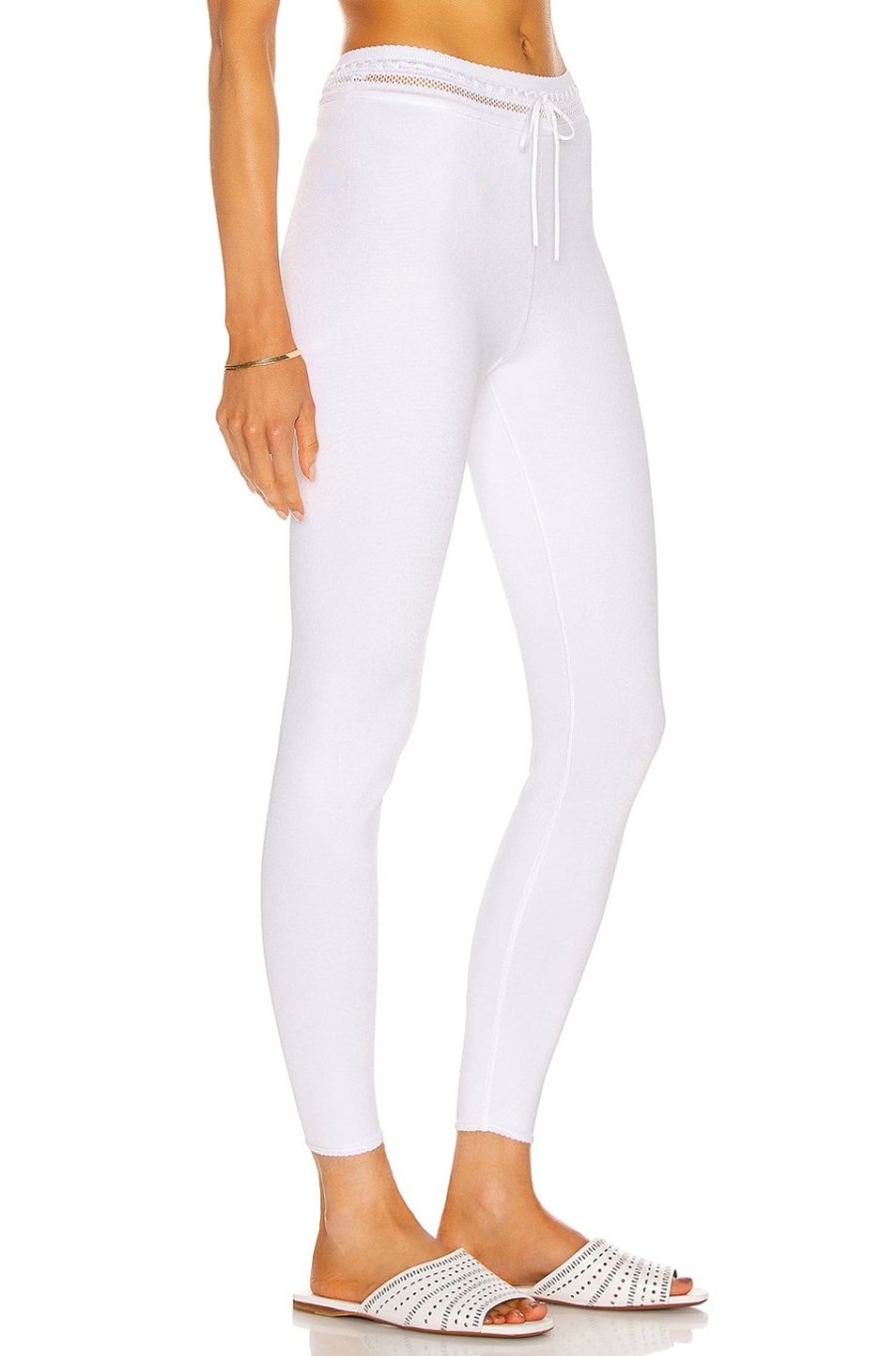 Women ALAÏA Pants | Edition 1993 The Lace Knit Leggings Blanc