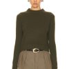 Women The Elder Statesman Sweaters & Knits | Simple Crew Sweater Olive