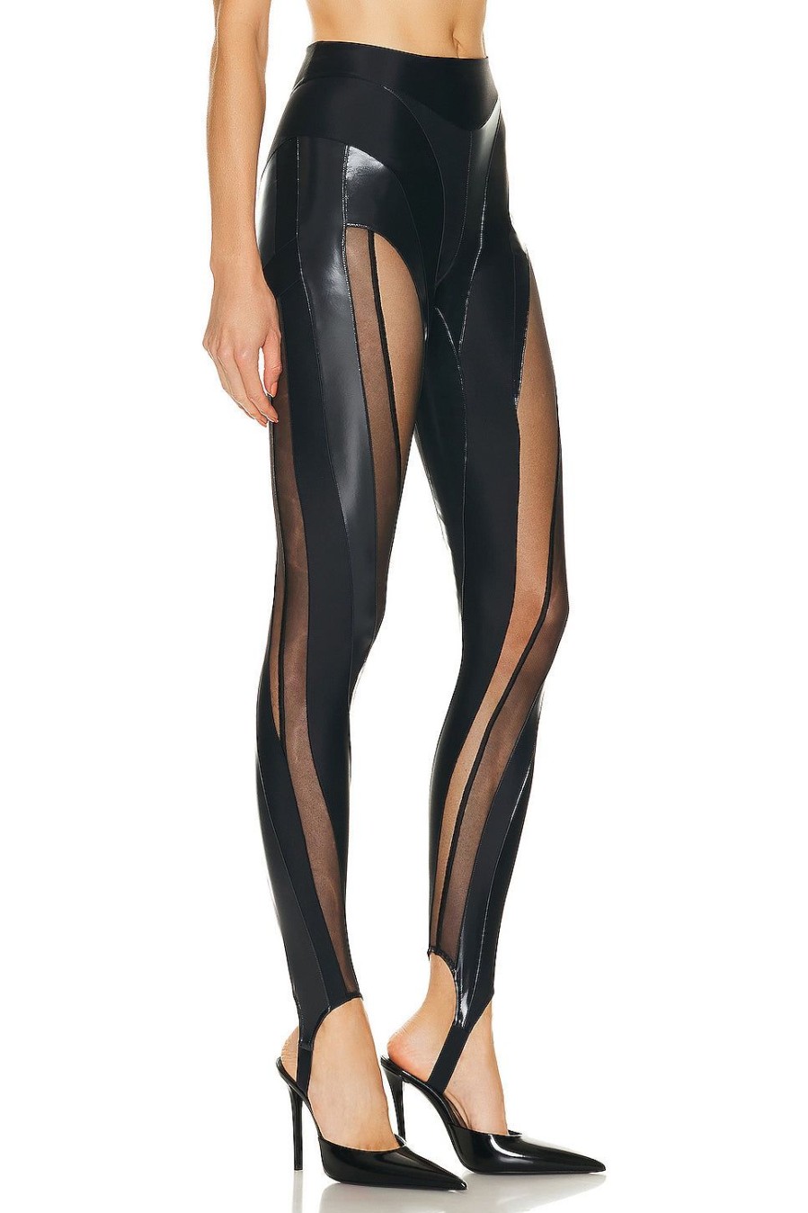 Women Mugler Pants | Illusion Legging Black & Black