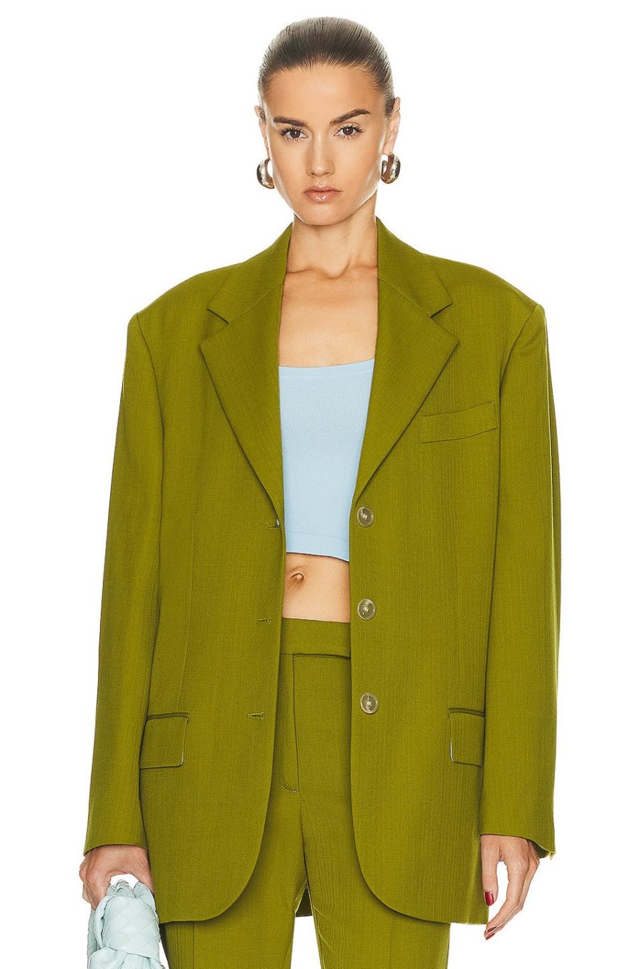 Women Acne Studios Jackets & Coats | Three Button Blazer Seaweed Green