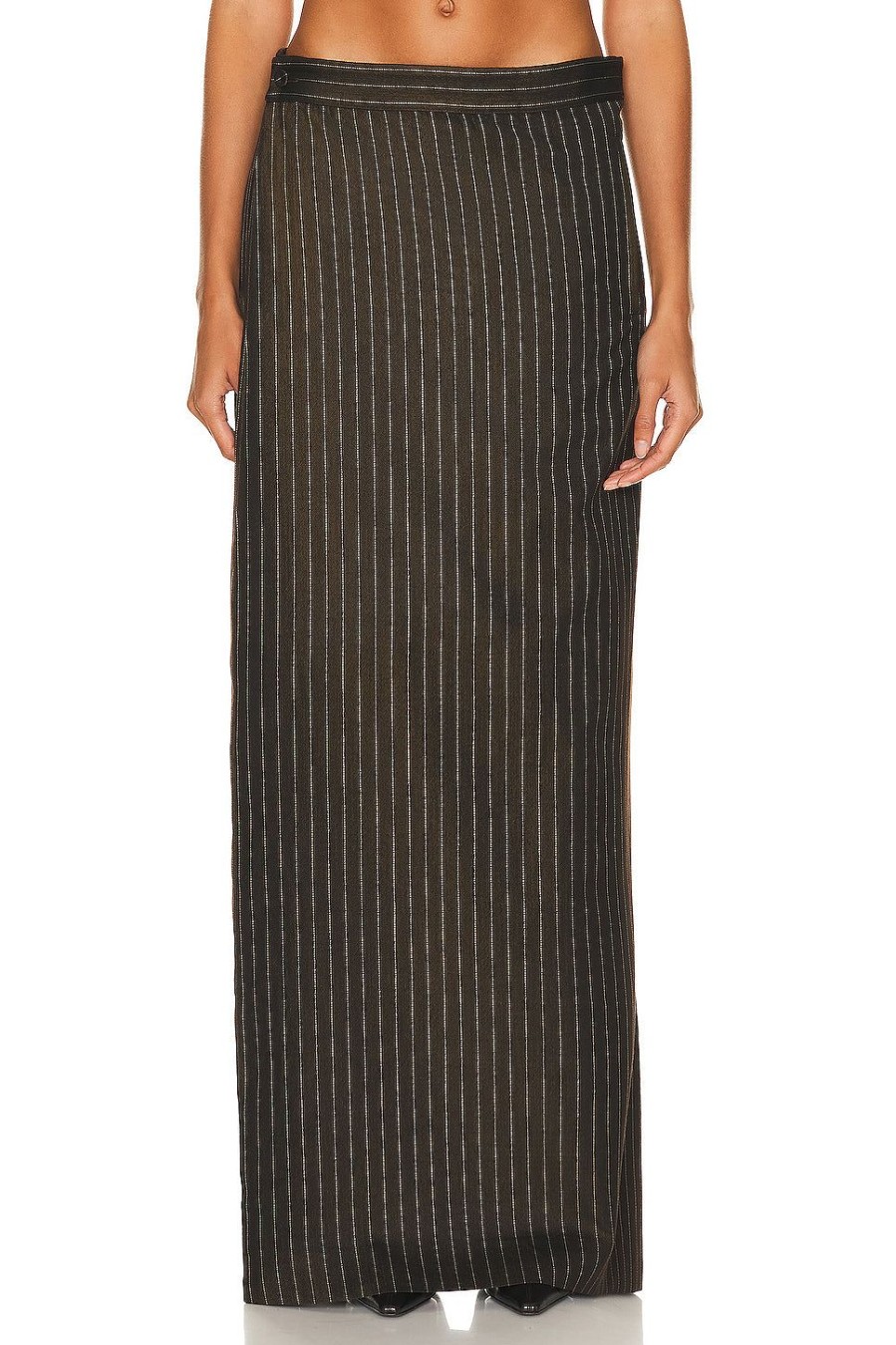 Women Jean Paul Gaultier Skirts | Tennis Stripes Low Waist Trouser Skirt Brown & Ecru