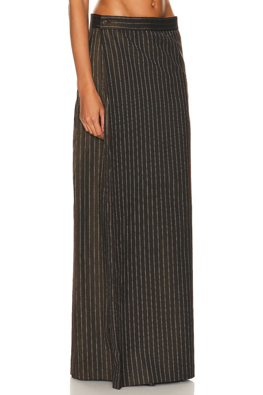 Women Jean Paul Gaultier Skirts | Tennis Stripes Low Waist Trouser Skirt Brown & Ecru