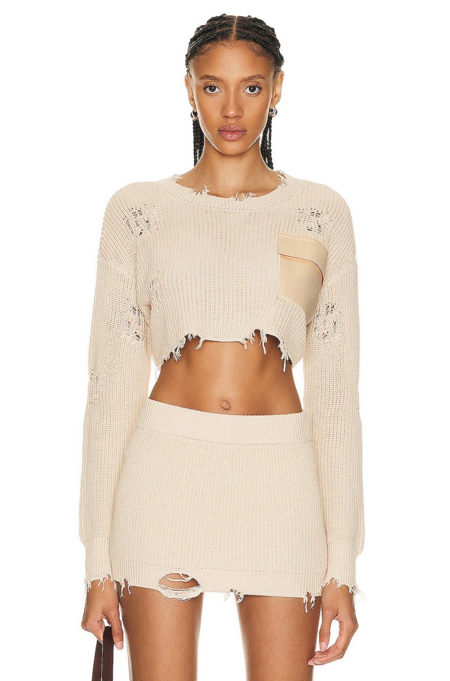 Women SER.O.YA Sweaters & Knits | Cropped Devin Sweater Cappucino