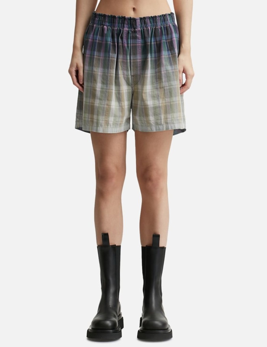 Women Maison Margiela Shorts | Gradient Check Shorts Purple