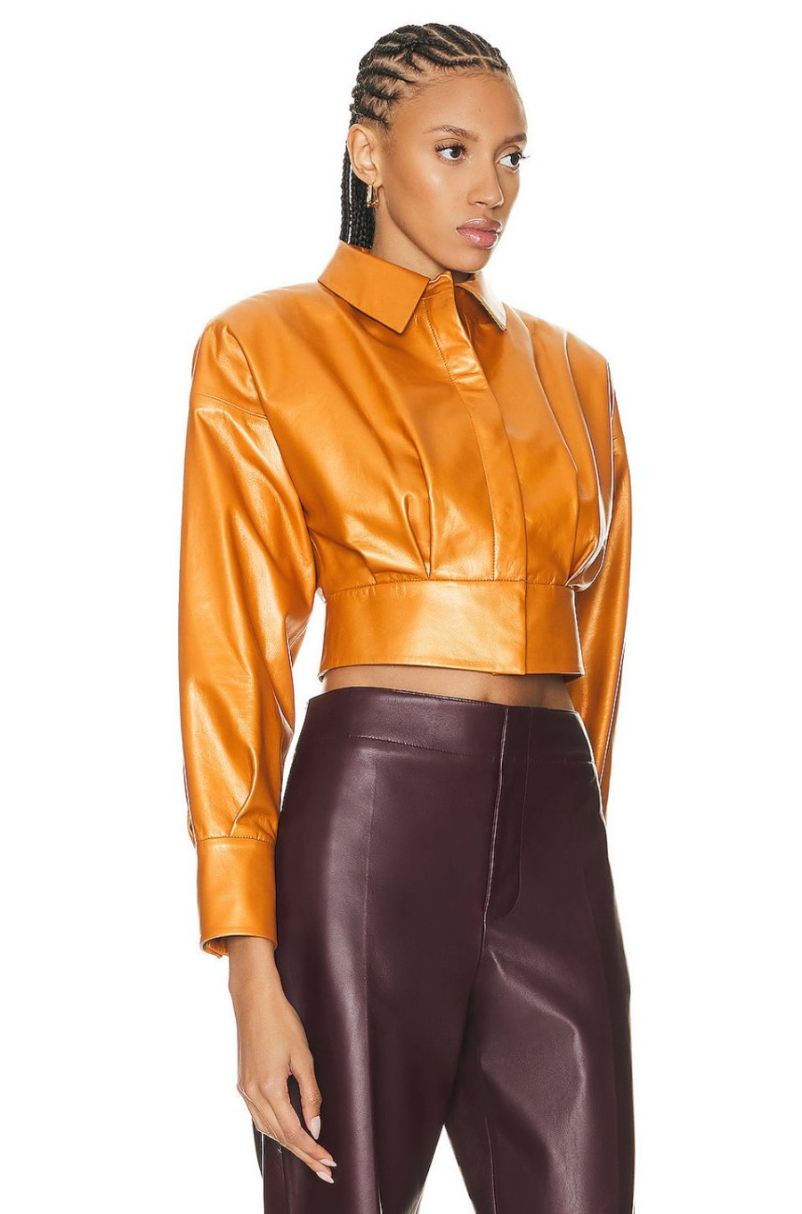 Women Zeynep Arcay Jackets & Coats | Leather Shirt Amber