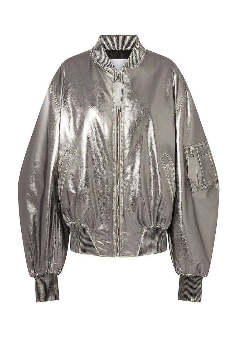 Women THE ATTICO Jackets & Coats | Mirror Leather Jacket Silver