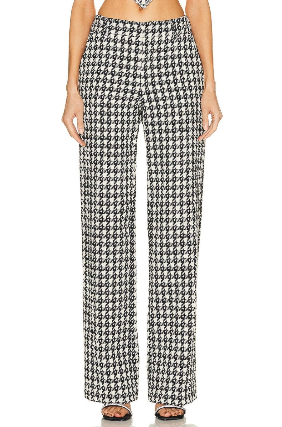 Women AREA Pants | Crystal Slit Trouser Black Multi