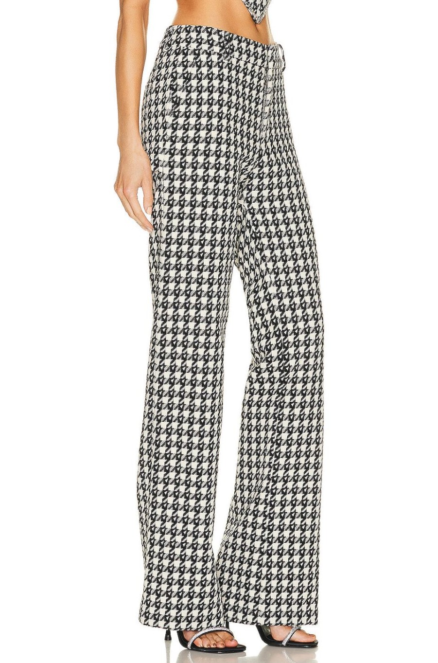 Women AREA Pants | Crystal Slit Trouser Black Multi