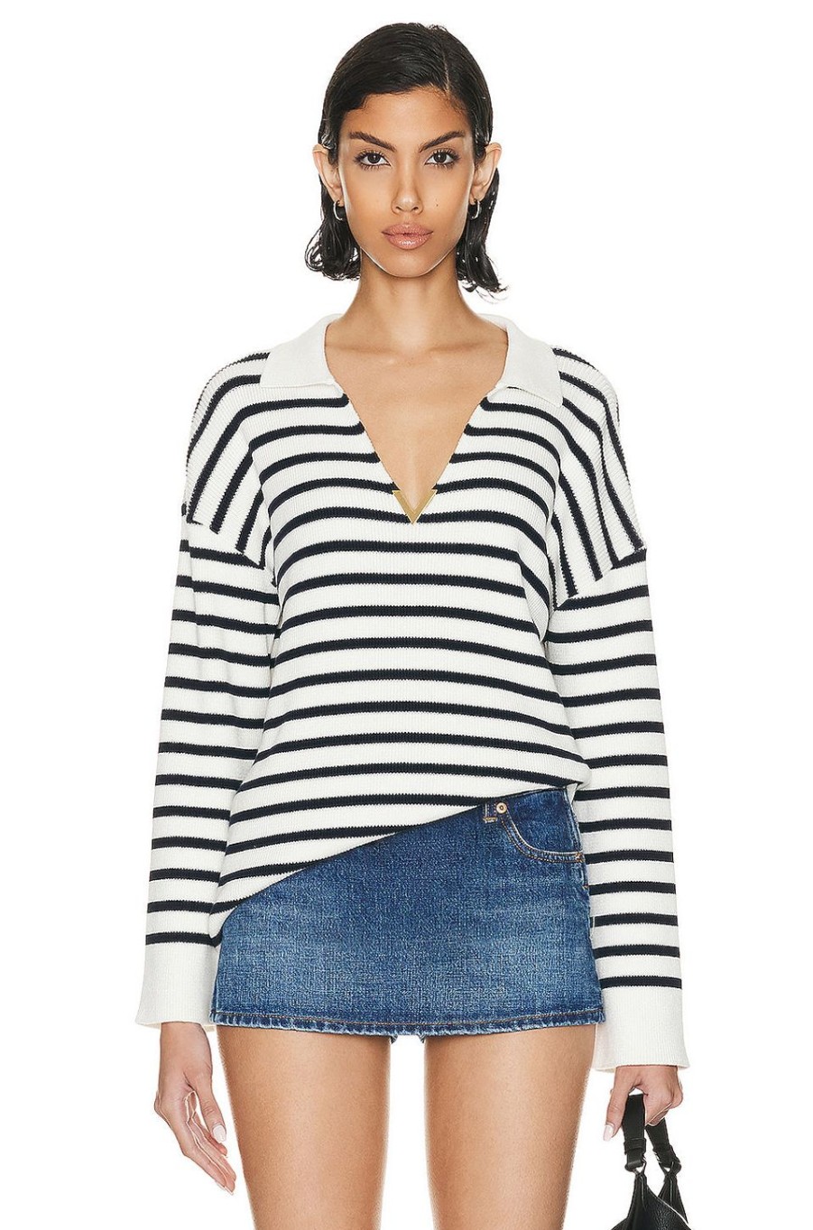 Women Valentino Sweaters & Knits | Stripe Sweater Avorio & Navy