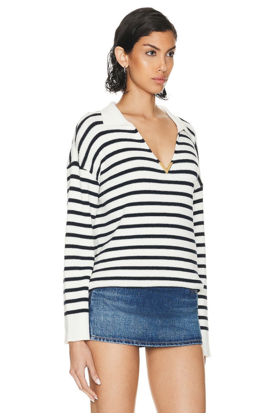 Women Valentino Sweaters & Knits | Stripe Sweater Avorio & Navy