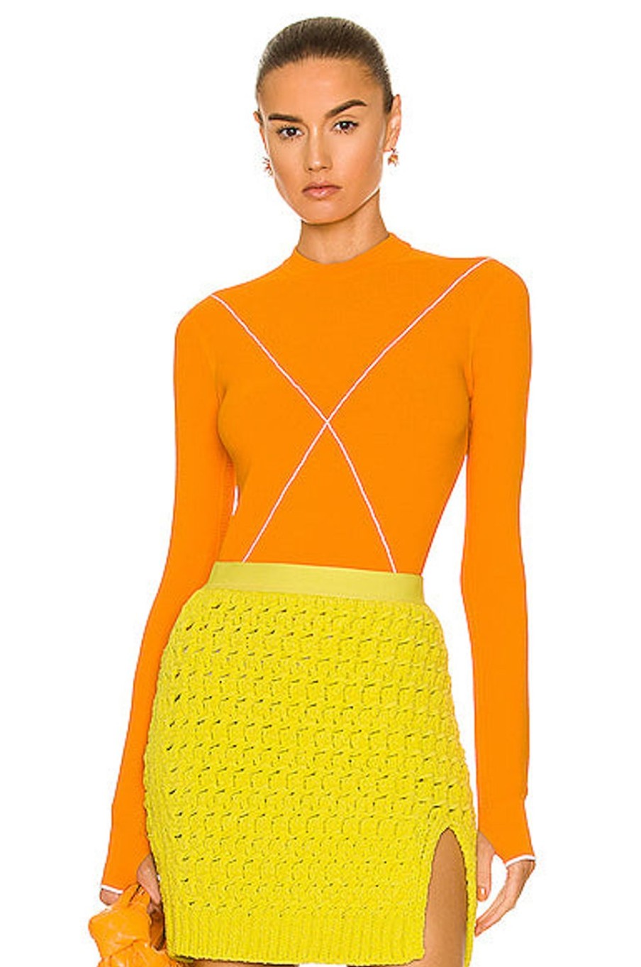 Women Bottega Veneta Sweaters & Knits | Technoskin Elastic Sweater Tangerine