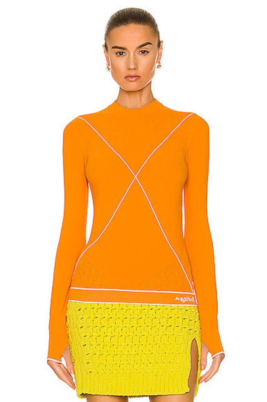 Women Bottega Veneta Sweaters & Knits | Technoskin Elastic Sweater Tangerine