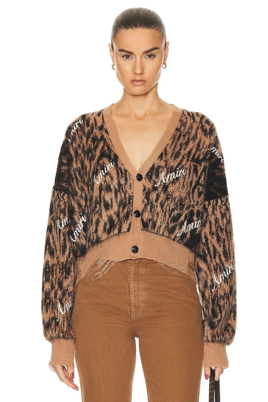 Women Amiri Sweaters & Knits | Cheetah Cardigan Brown