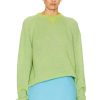 Women The Elder Statesman Sweaters & Knits | Nimbus Plait Raglan Crew Sweater Juniper & Chartreuse