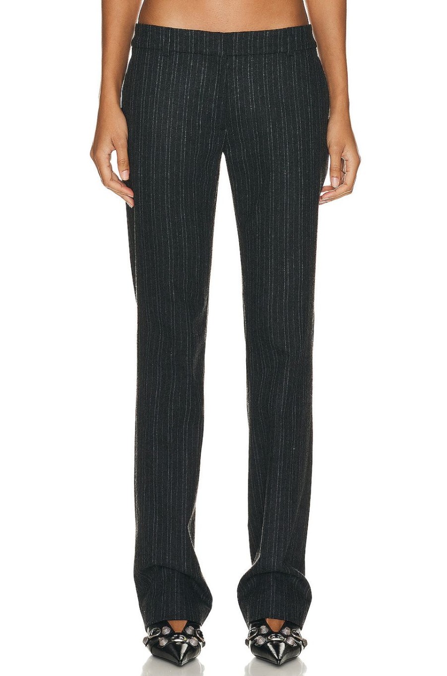 Women Acne Studios Pants | Stripe Pant Charcoal Grey