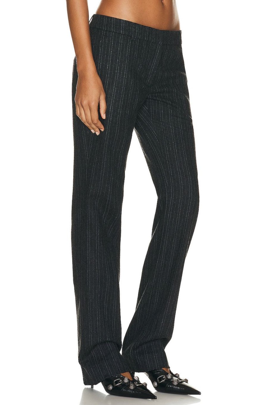 Women Acne Studios Pants | Stripe Pant Charcoal Grey