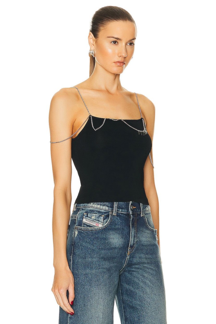 Women Diesel Tops | Chain Tank Top Black