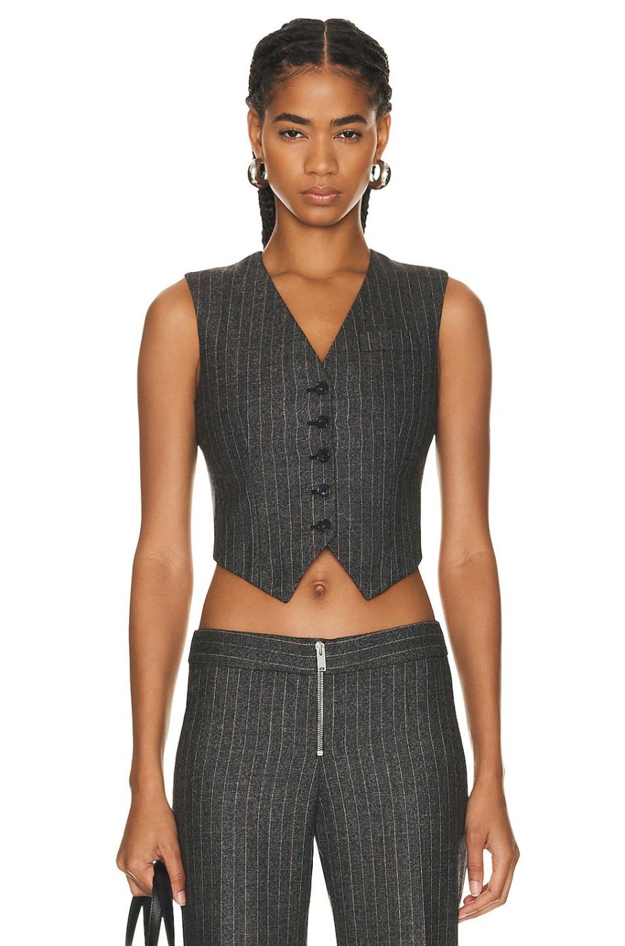 Women Stella McCartney Jackets & Coats | Cropped Vest Charcoal