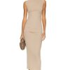 Women Enza Costa Dresses | Silk Knit Sleeveless Twist Midi Dress Parchment