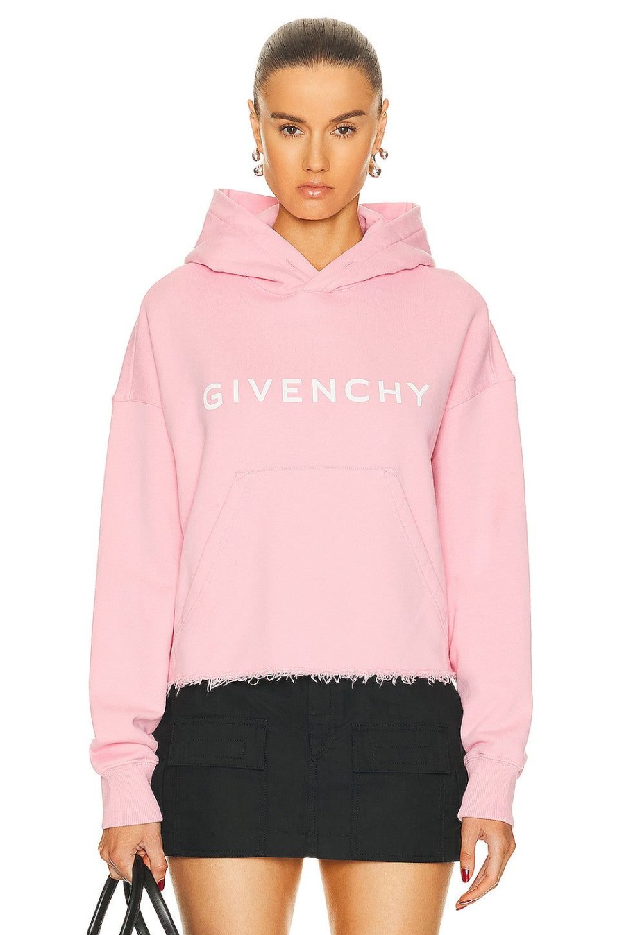 Women Givenchy Sweaters & Knits | Cropped Hoodie Sweatshirt Flamingo