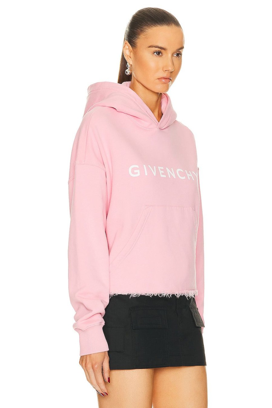 Women Givenchy Sweaters & Knits | Cropped Hoodie Sweatshirt Flamingo