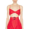 Women MATTHEW BRUCH Tops | Twist Bandeau Crop Top Red Linen