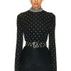 Women RABANNE Tops | Studded Turtleneck Top Black