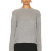 Women Enza Costa Sweaters & Knits | Long Sleeve Cashmere Crew Neck Sweater Heather Grey