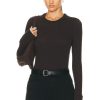 Women Enza Costa Tops | Cashmere Easy Cuffed Crewneck Top Dark Brown