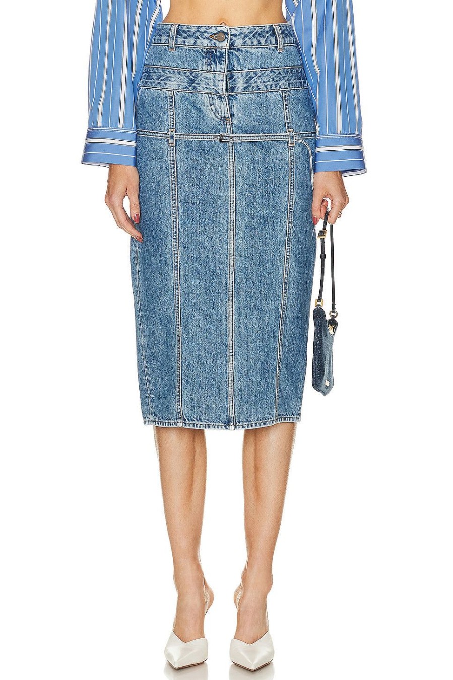 Women JACQUEMUS Skirts | La Jupe De Nimes Criollo Skirt Light Blue & Tabac