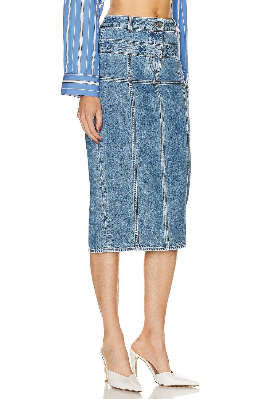 Women JACQUEMUS Skirts | La Jupe De Nimes Criollo Skirt Light Blue & Tabac