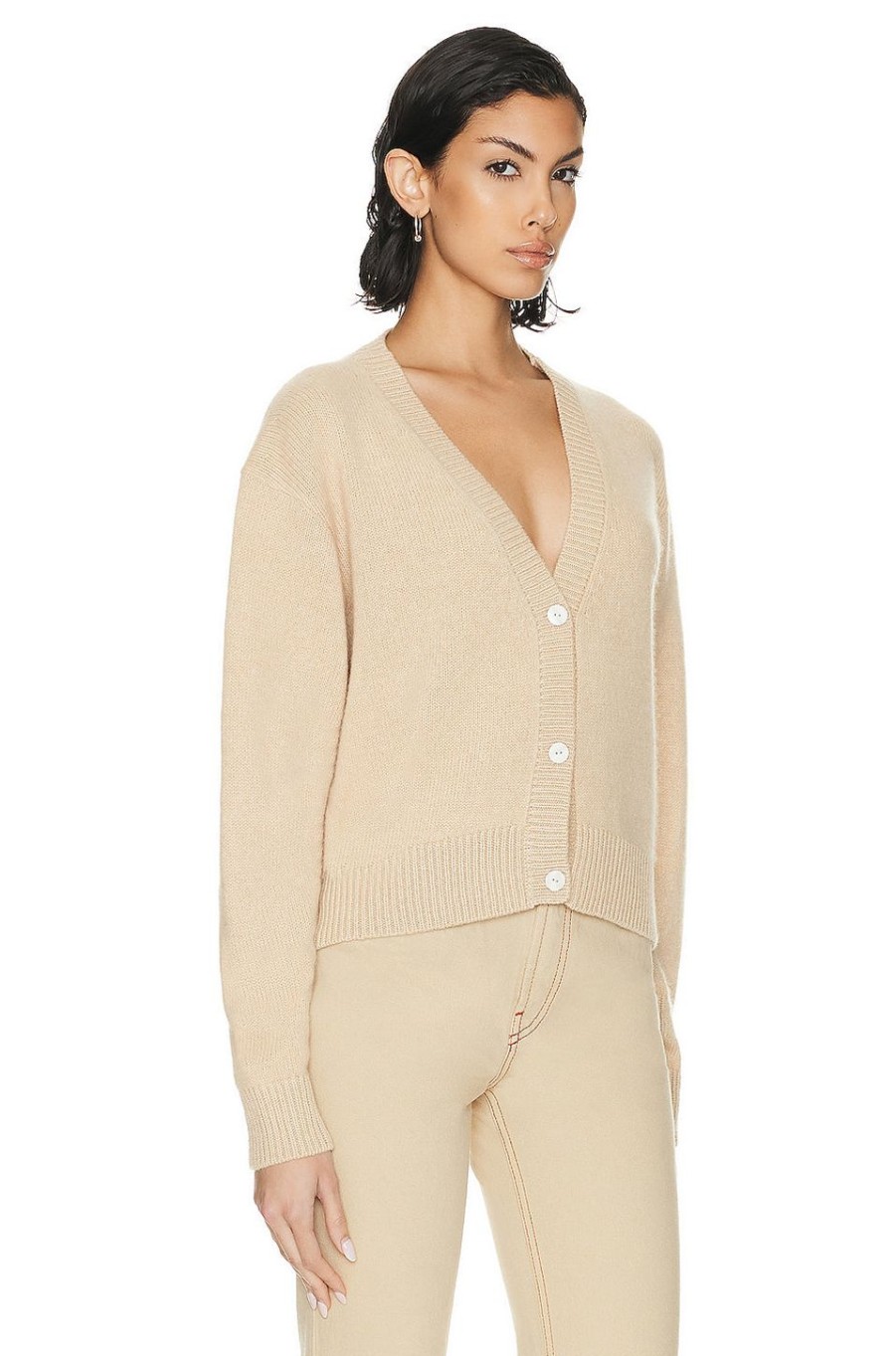 Women The Elder Statesman Sweaters & Knits | Tes Boxy Cardigan Khaki